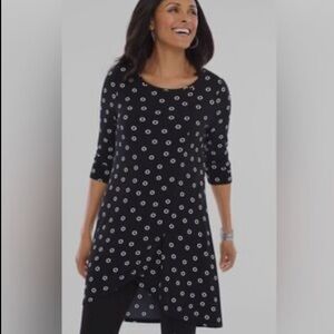 Chico's Women’s Black and White Circle Pattern Tunic 3